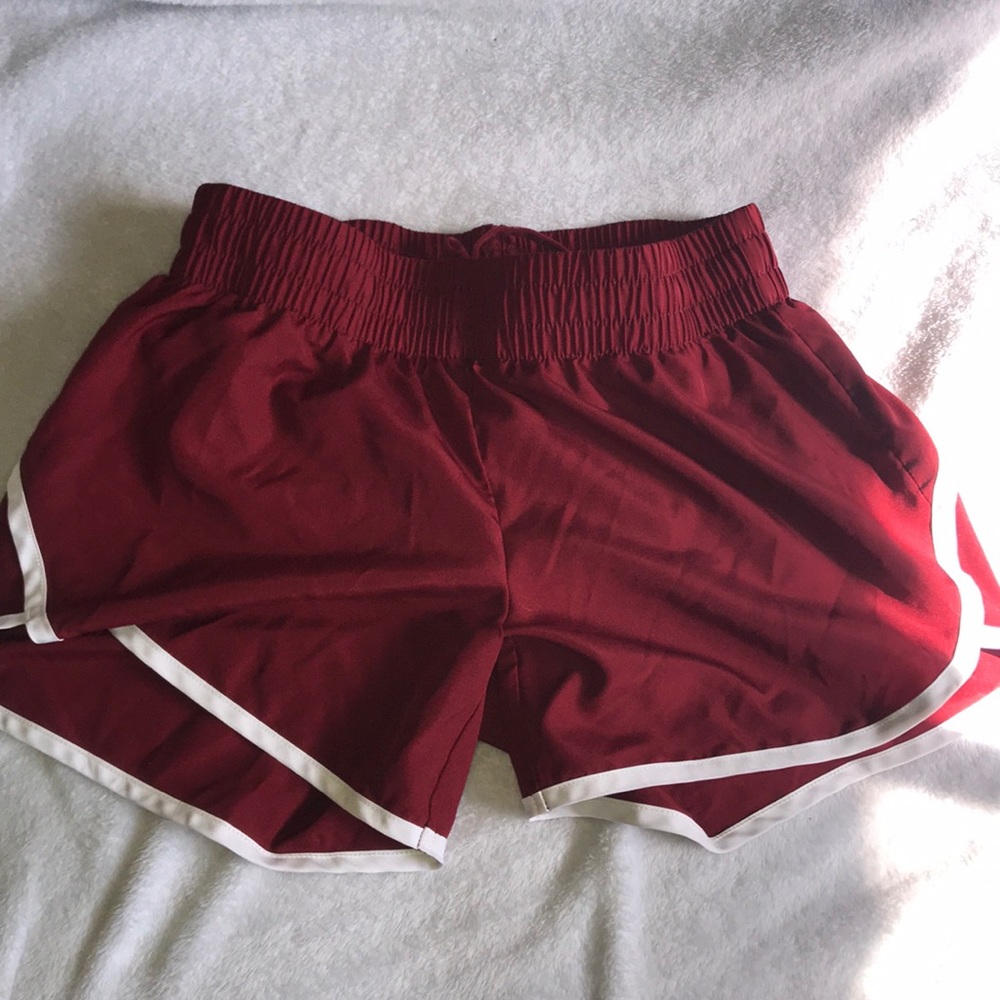 dark red athletic shorts